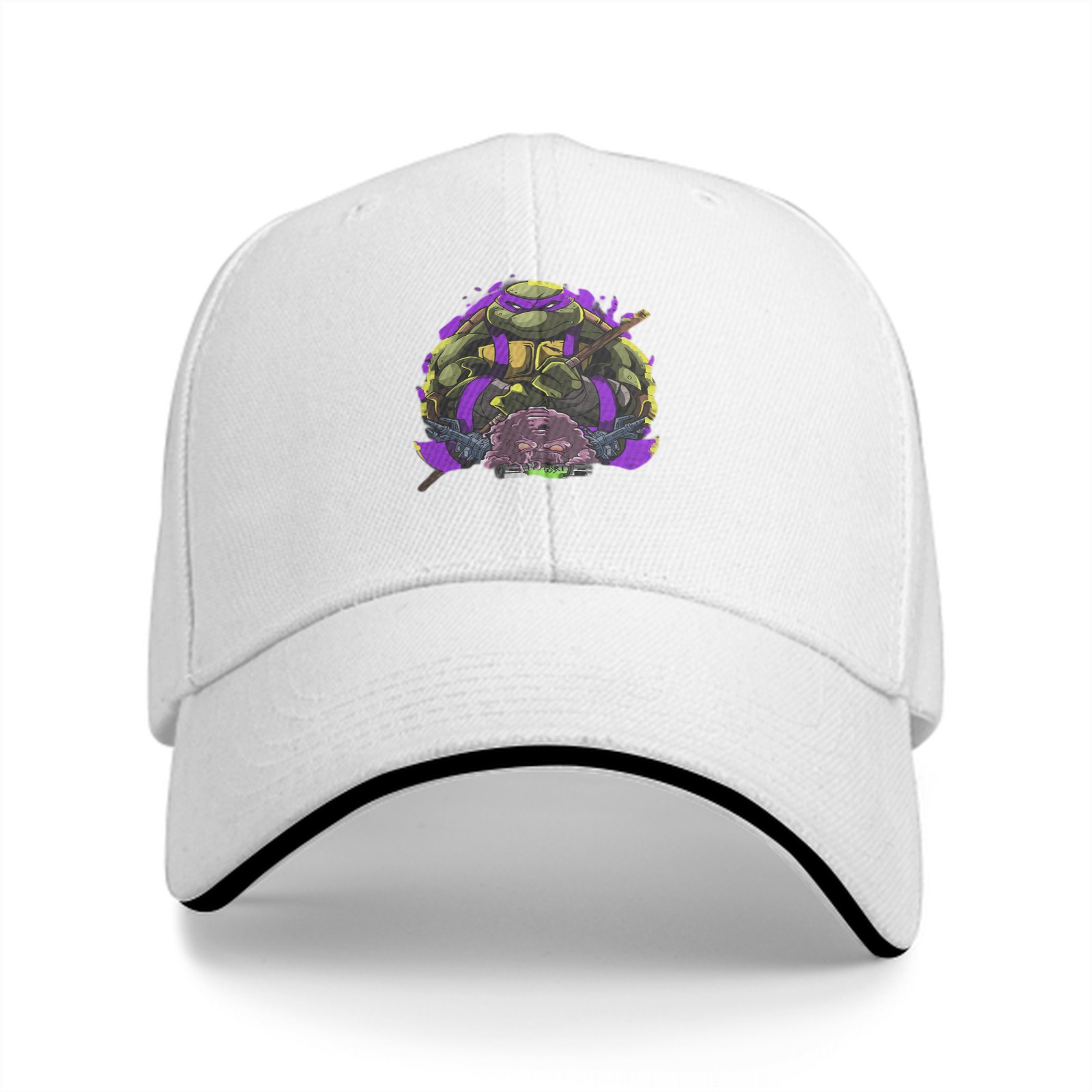 Black Baseball Cap With Purple Ninja Turtle Graphic