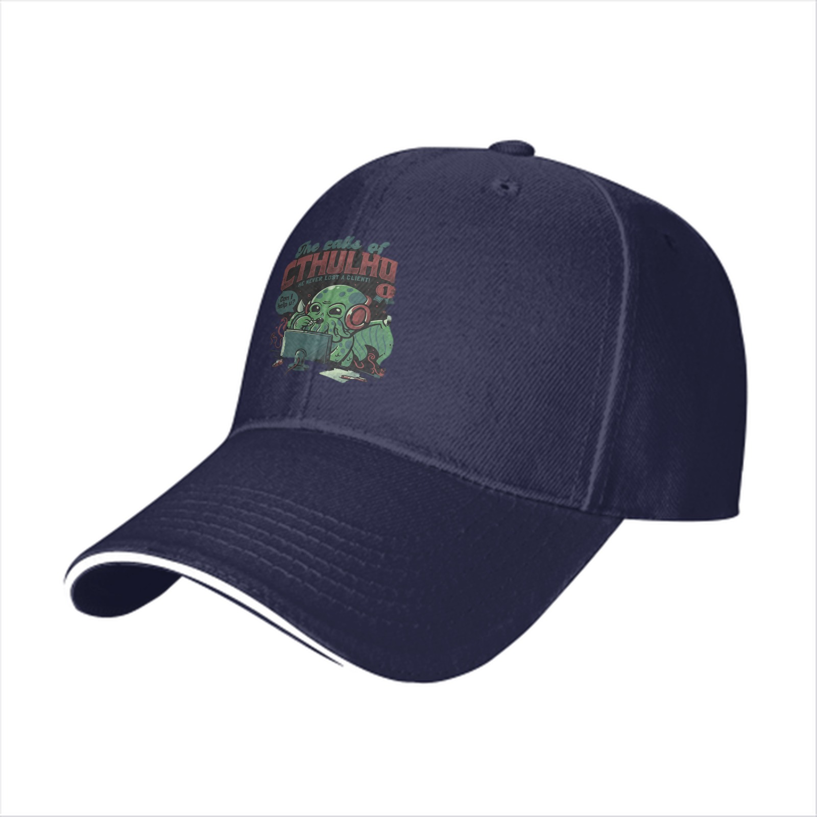 Black Baseball Cap With Cthulhu Gamer Graphic Print