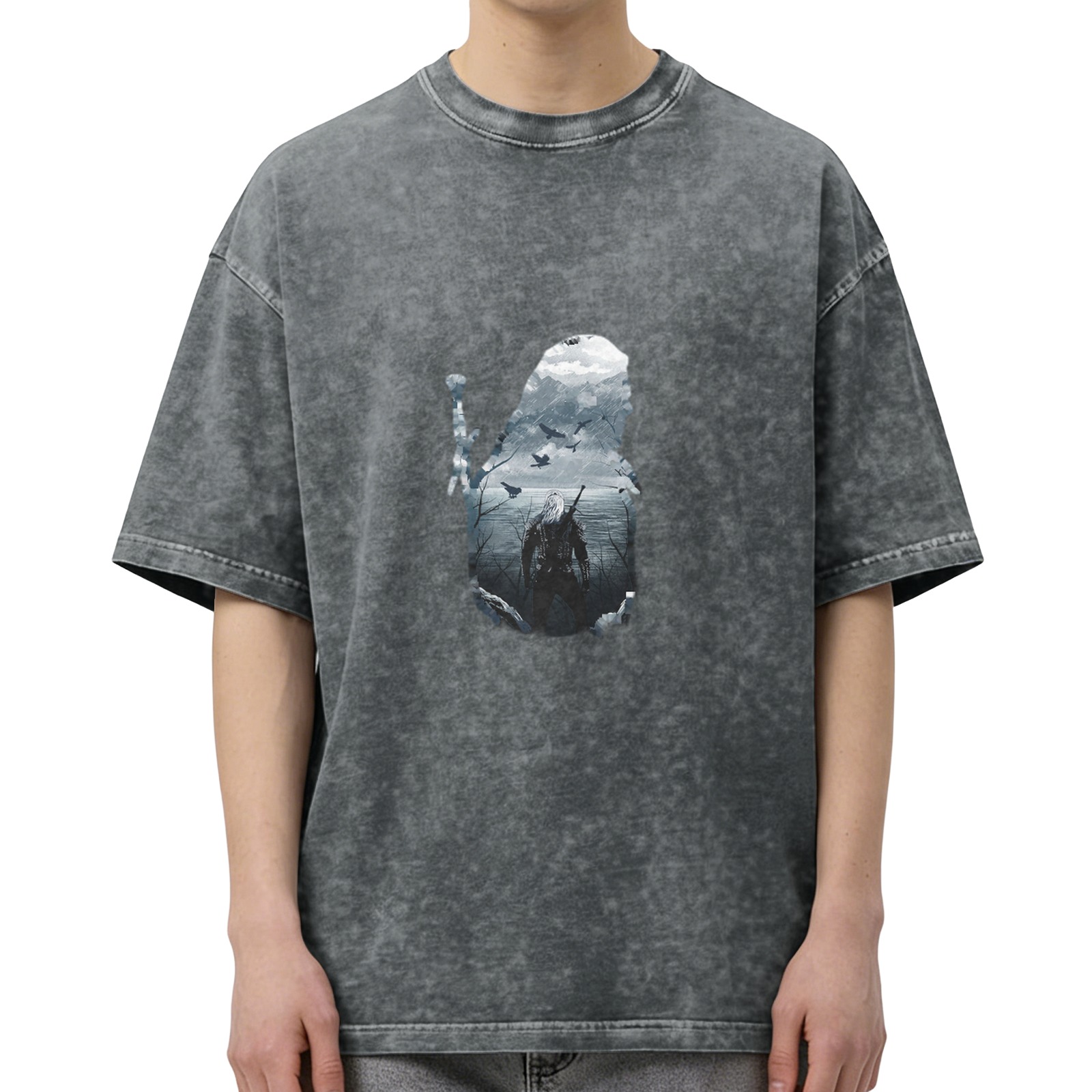 Witcher Silhouette Graphic Vintage Wash T-Shirt