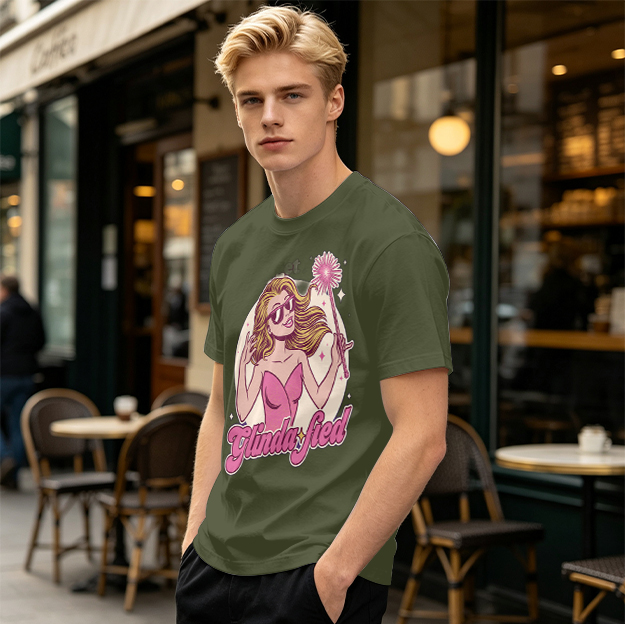Olive Green T-Shirt with Glinda-fied Fairy Graphic Print