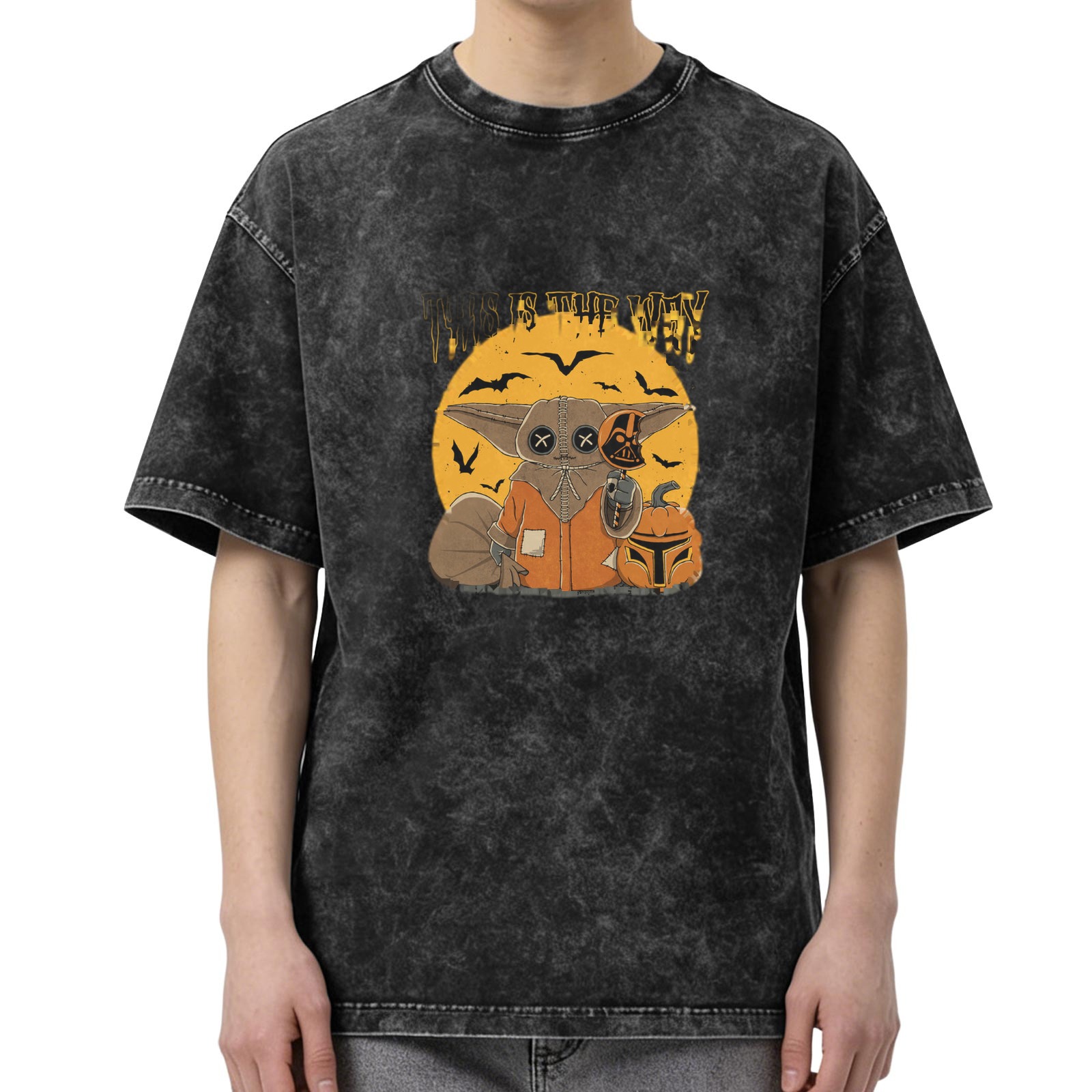 Star Wars Halloween The Child Oversized Acid Wash T-Shirt