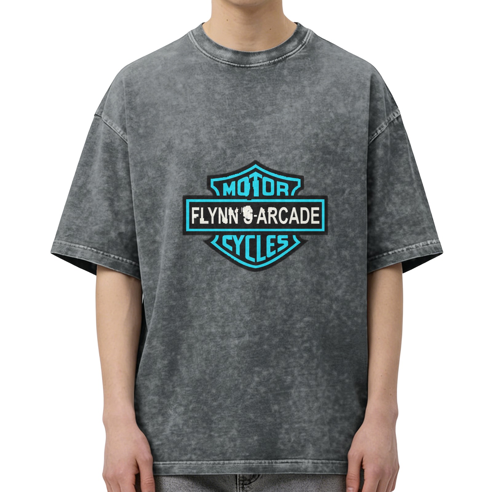 Flynn Arcade Motor Cycles Stonewashed Black Graphic T-Shirt