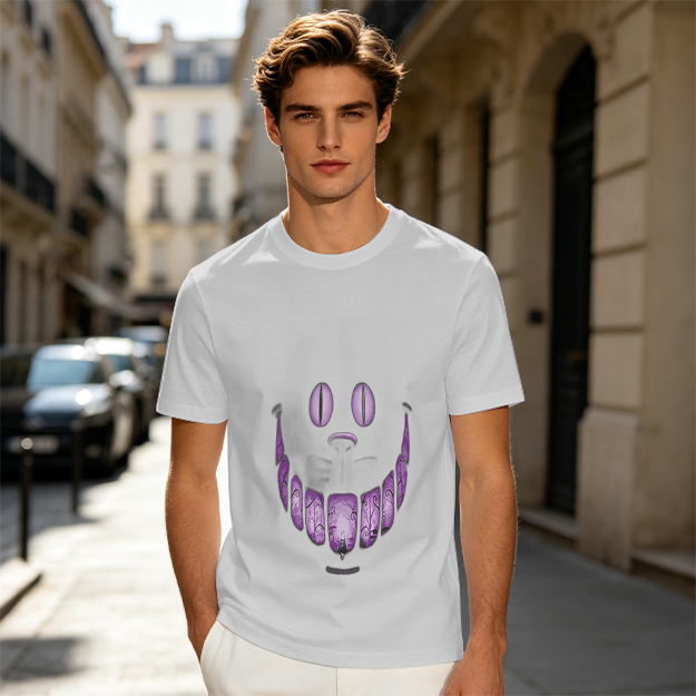 Olive T-Shirt With Purple Monster Face Graphic Print