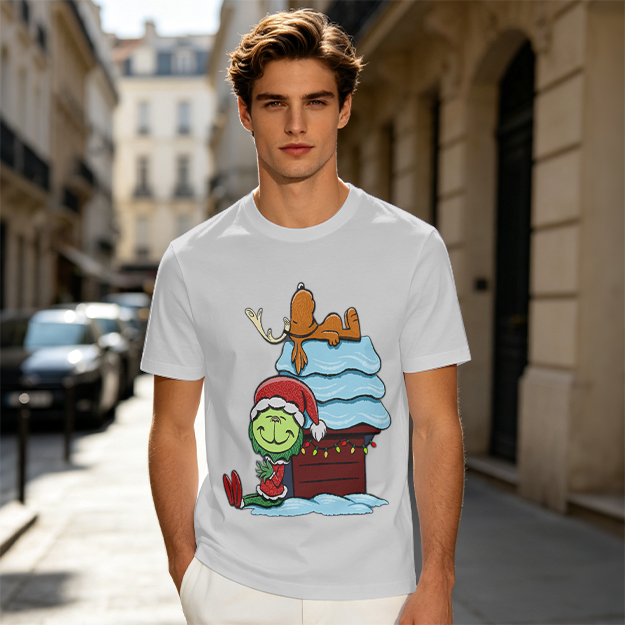 Grinch and Max Christmas Doghouse Graphic T-Shirt