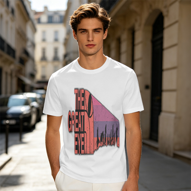 Olive T-Shirt with The Great Eye Sunset Graphic Print