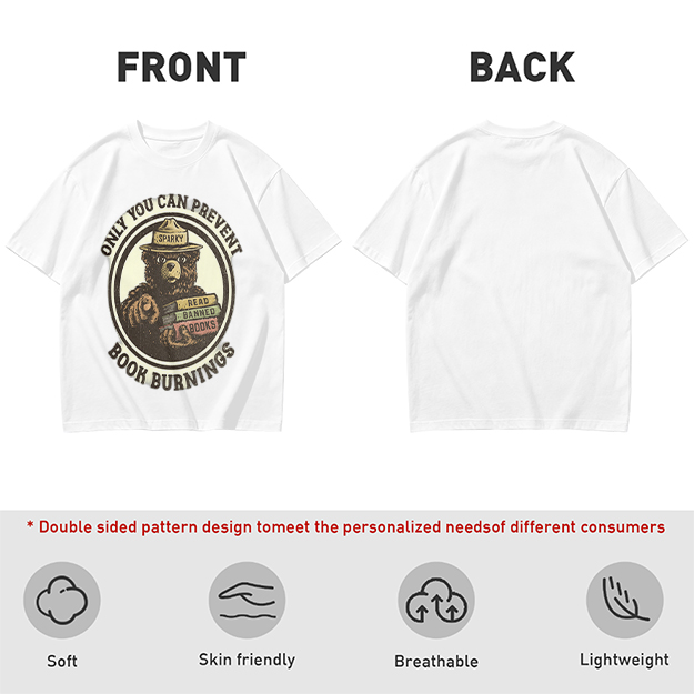 Only You Can Prevent Book Burnings Bear T-Shirt Art