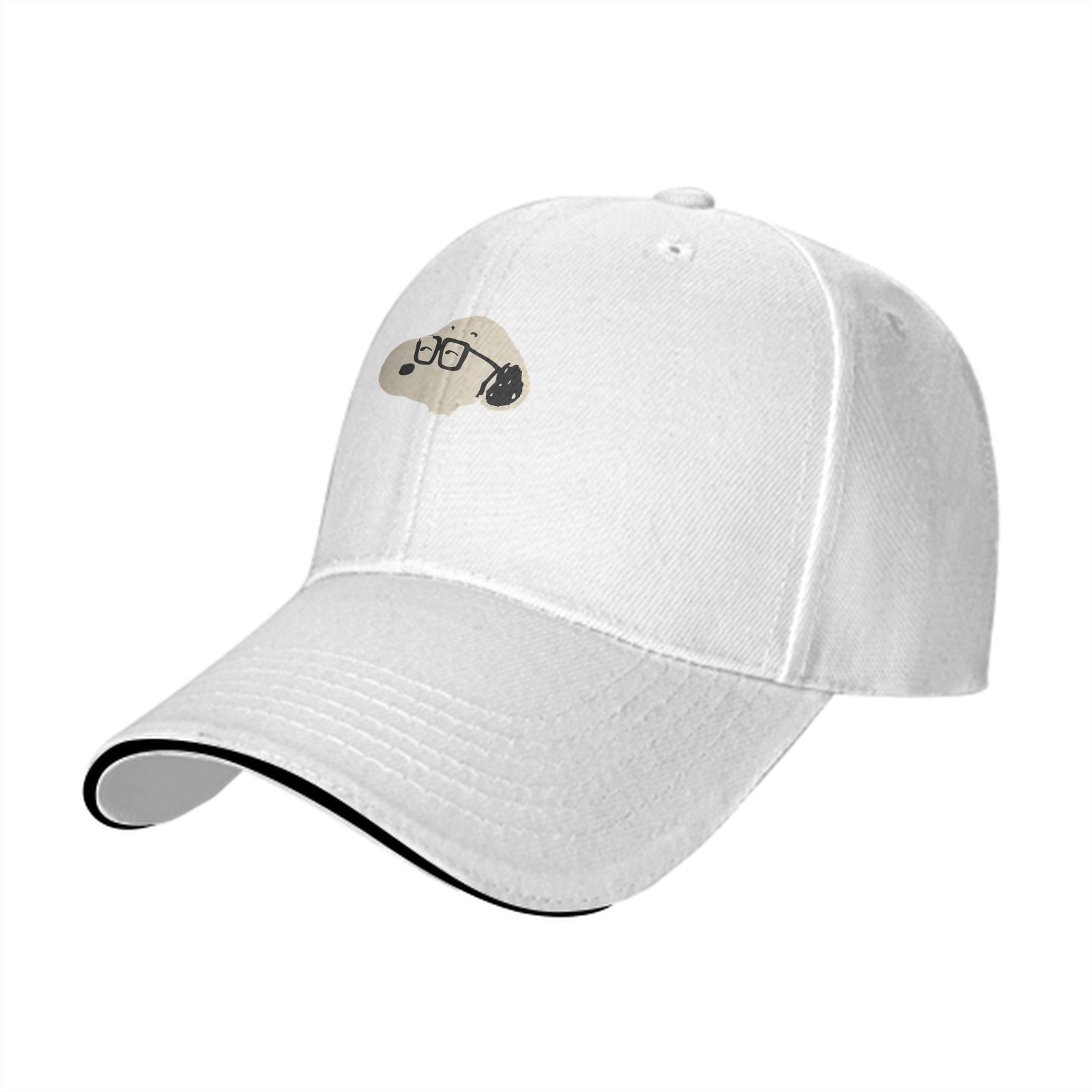 Black Baseball Cap With Snoopy Wearing Glasses Graphic