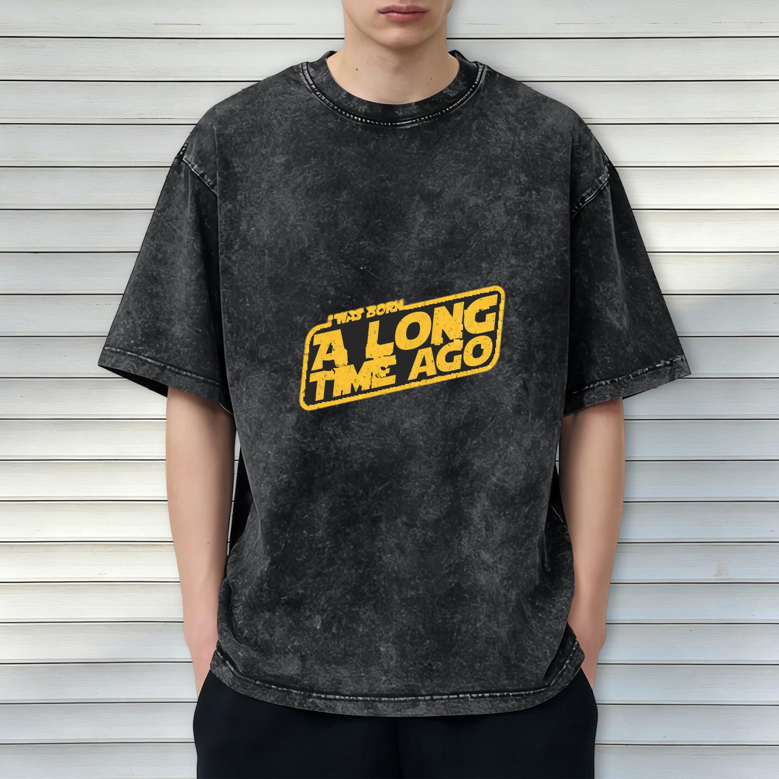 Star Wars Inspired 'I Was Born A Long Time Ago' Acid Wash Oversized T-Shirt