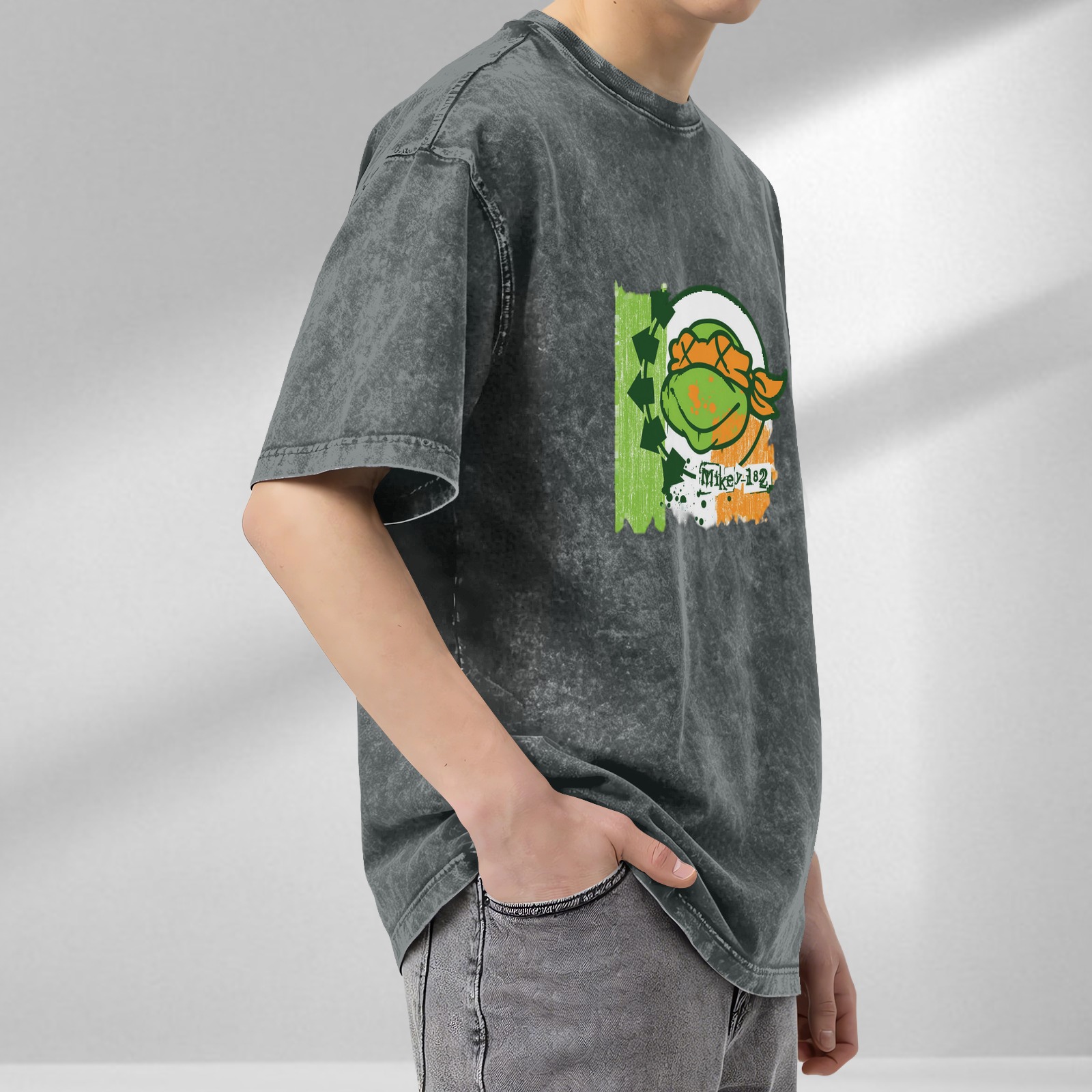 Teenage Mutant Ninja Turtles Mikey Graphic Acid Wash T-Shirt