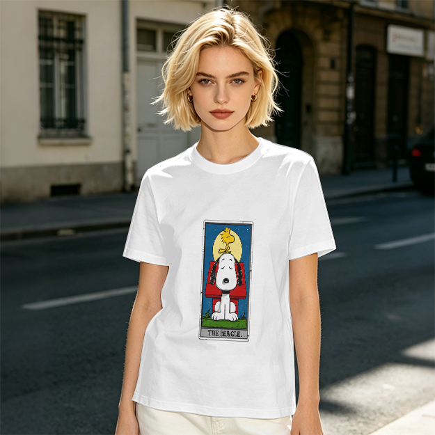Olive T-Shirt with Snoopy The Beagle Tarot Card Graphic