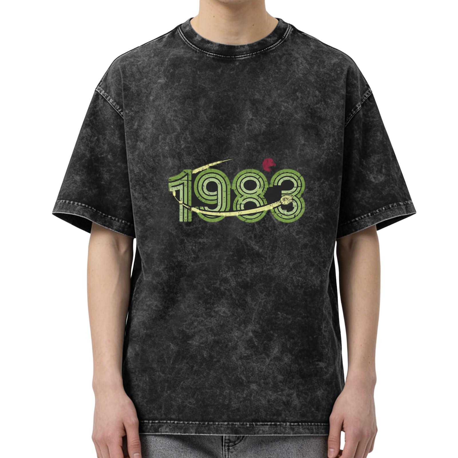 Vintage 1983 Graphic Print Black Wash Oversized T-Shirt