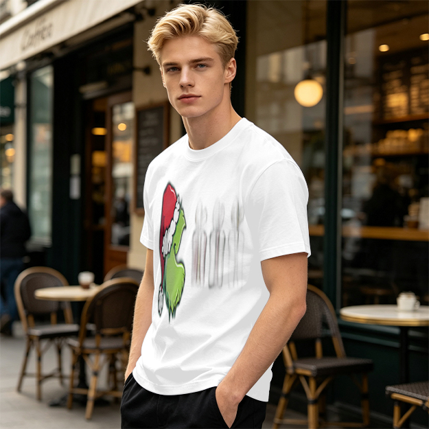 Olive Green Grinch Christmas Graphic Short Sleeve T-Shirt