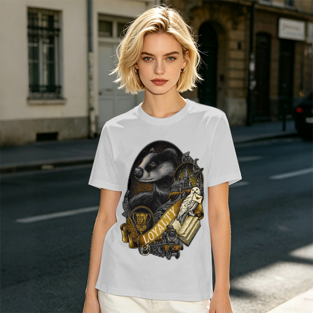 Olive Green Hufflepuff Loyalty Badger Graphic T-Shirt