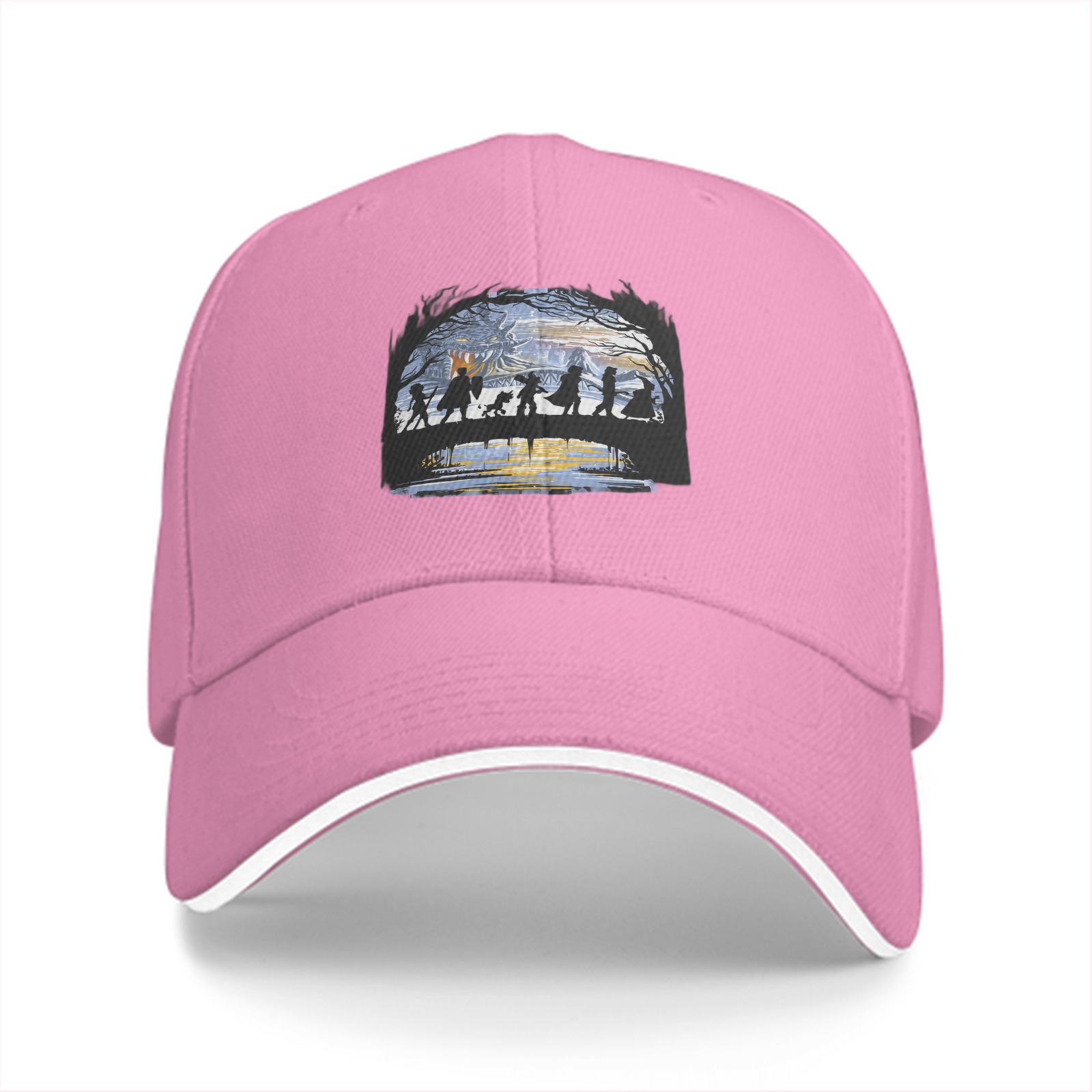 Black Baseball Cap With Fantasy Adventure Silhouette Art Print