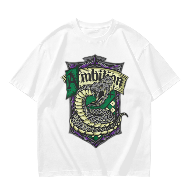 Olive Green Slytherin Ambition Snake Crest Graphic T-Shirt