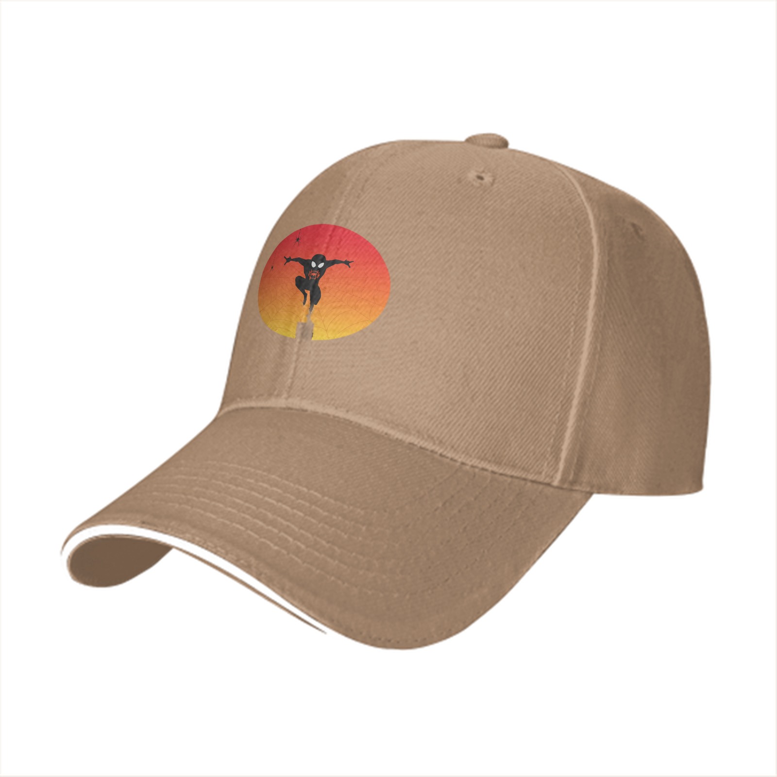 Black Baseball Cap With Ninja Silhouette Sunset Graphic