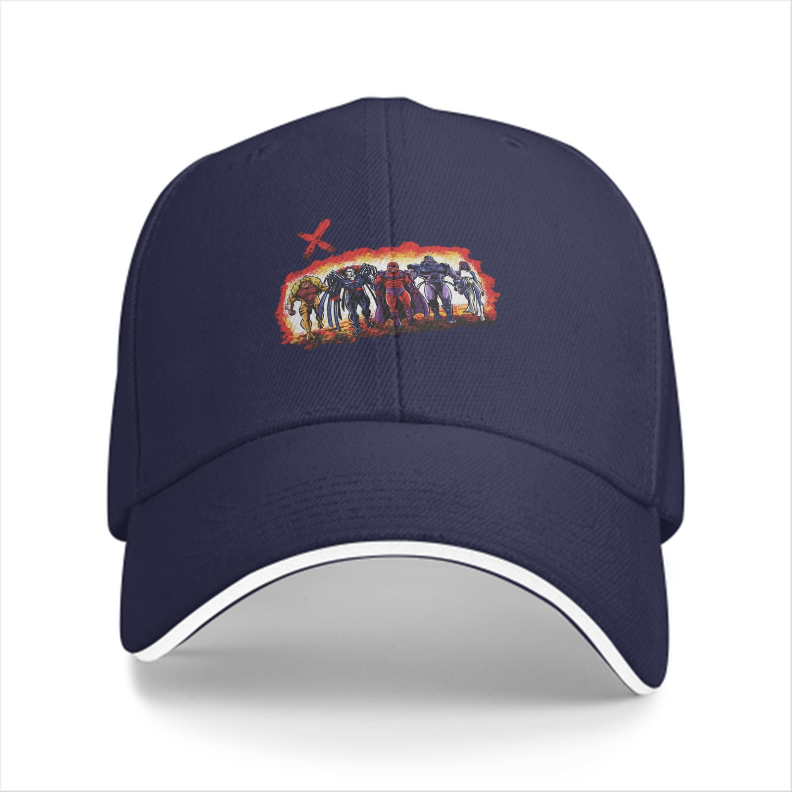 Black baseball cap with X-Men villain group graphic print