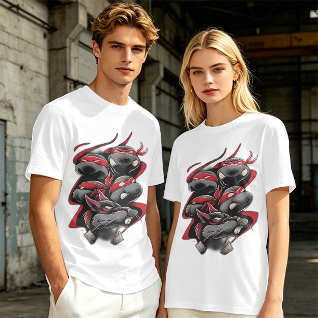 Olive T-Shirt with Red Bandana Ninja Turtle Graphic