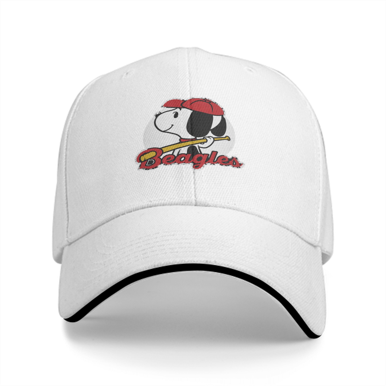 Black baseball cap with Snoopy Beagles baseball graphic