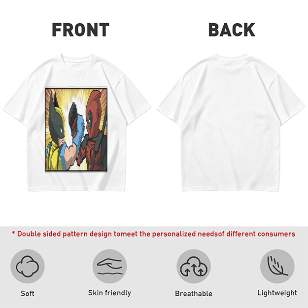 Wolverine and Deadpool Fist Bump Graphic T-Shirt