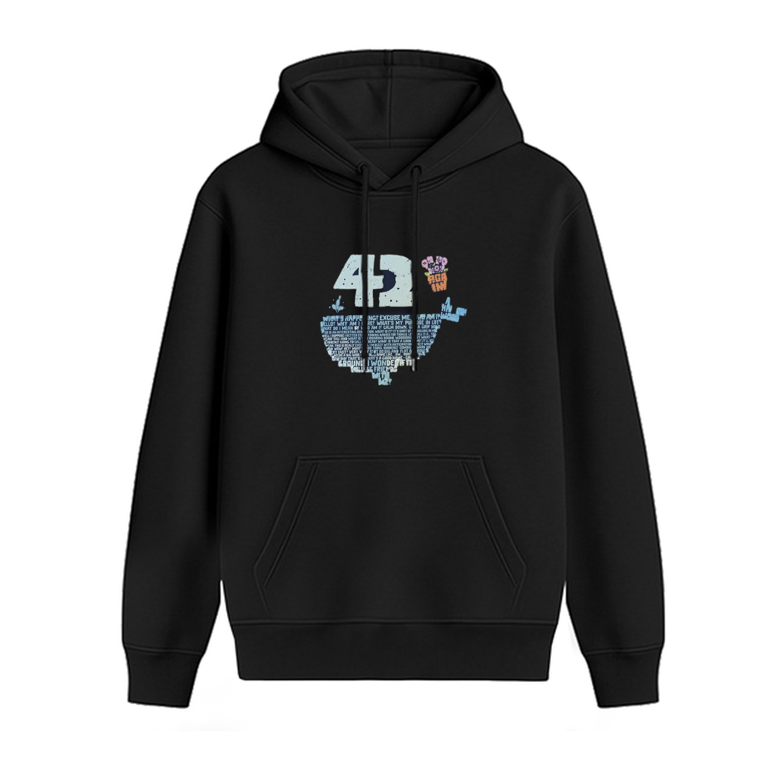 Black Hoodie With 42 And US Map Graphic Print