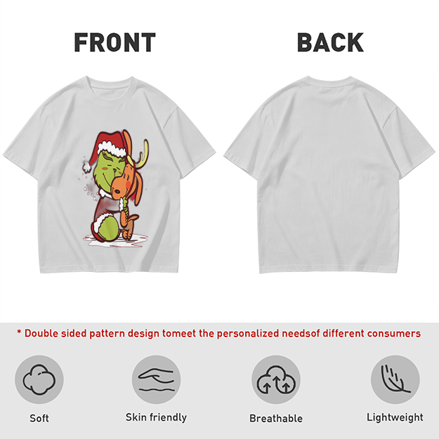 Olive Christmas T-Shirt Featuring Grinch Hugging Max The Reindeer