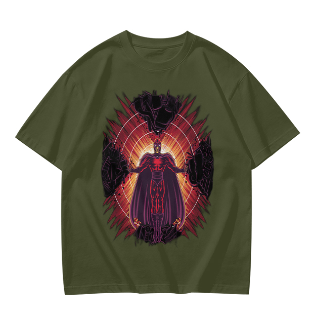 Olive T-Shirt With Superhero Villain Graphic Print
