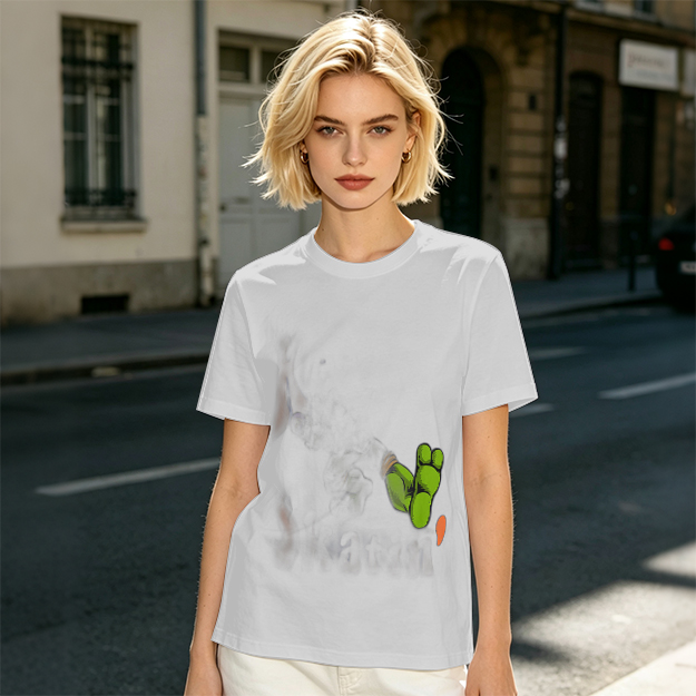 Olive Green T-Shirt With Cartoon Frog Feet Print