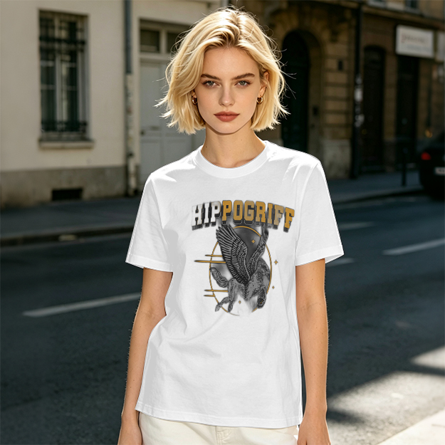 Olive Graphic T-Shirt Featuring Hippogriff Design