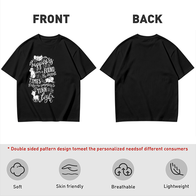 Olive t-shirt with happiness quote and animal illustrations