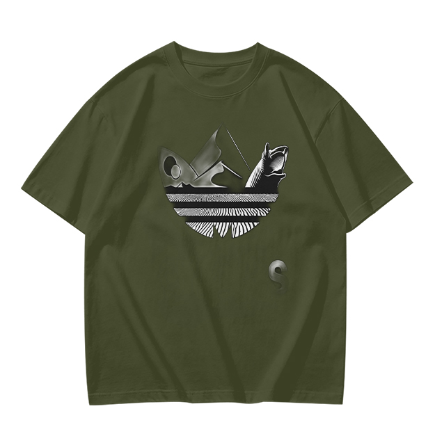Olive T-Shirt With Abstract Graphic Print Design