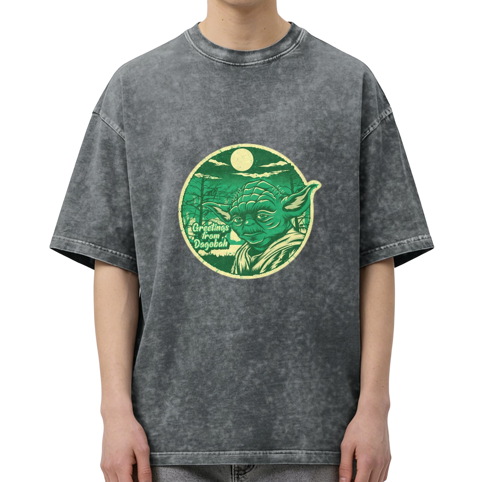 Greetings from Dagobah Yoda Graphic Stonewashed T-Shirt