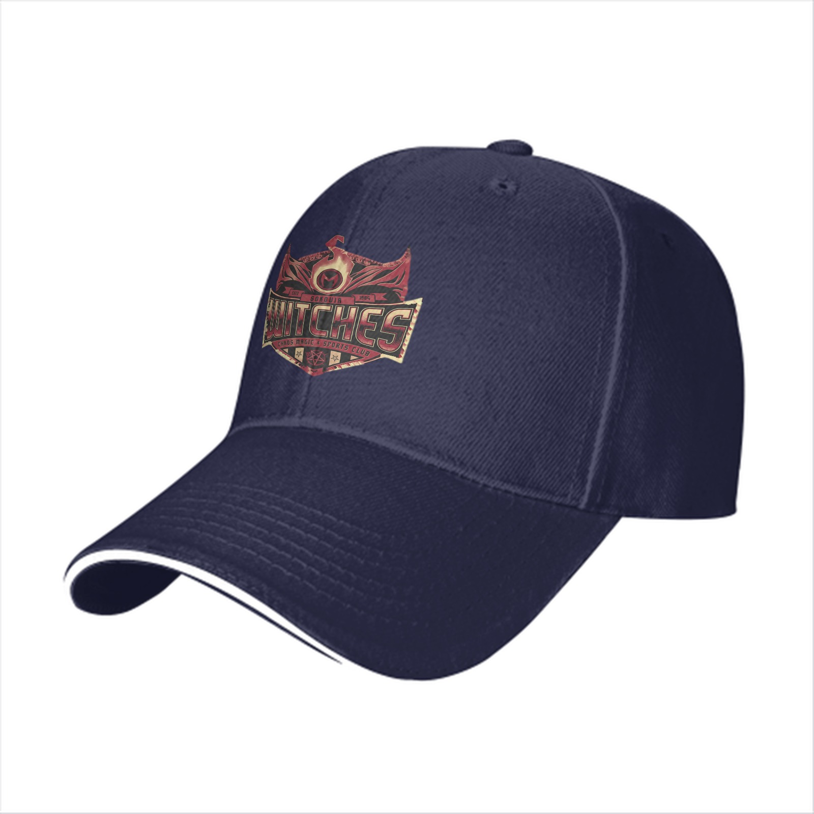 Black Baseball Cap With Witches Dark Magic Crest Graphic