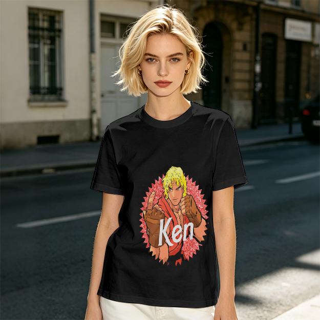 Olive T-shirt with Street Fighter Ken Graphic Print