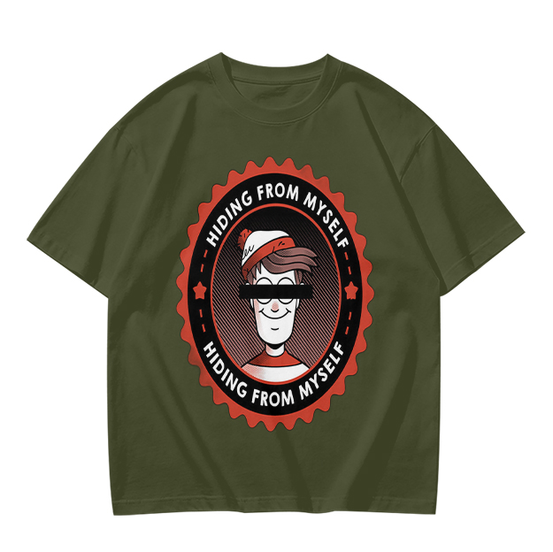 Olive T-Shirt With Hiding From Myself Graphic Print