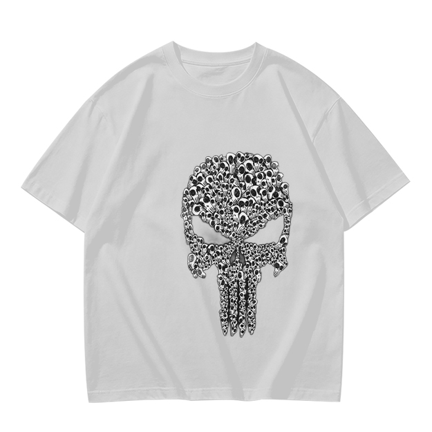 Olive T-Shirt With Punisher Skull Made Of Small Skulls