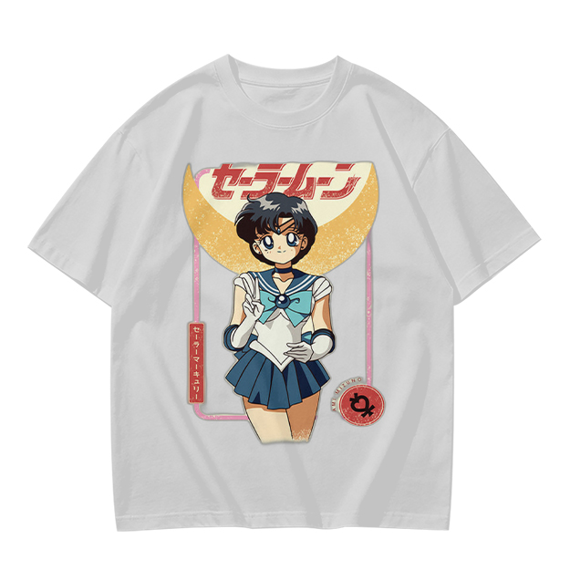 Olive T-shirt with Sailor Mercury anime graphic print