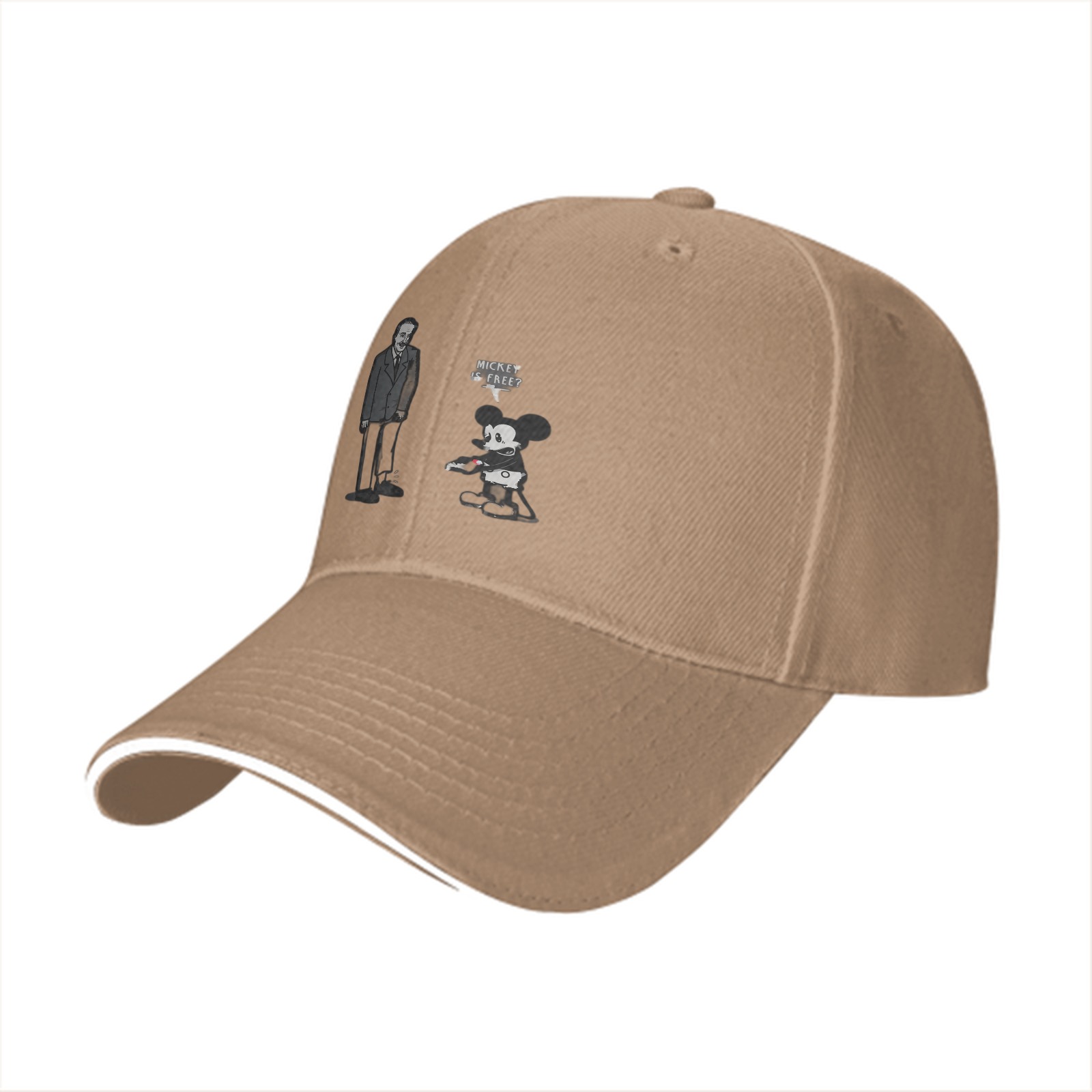 Black baseball cap with Mickey and Einstein graphic print