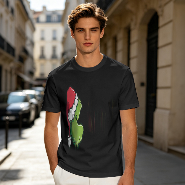 Olive Green Grinch Christmas Graphic Short Sleeve T-Shirt