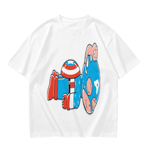 Olive Green T-Shirt With Melting Captain America Graphic Print