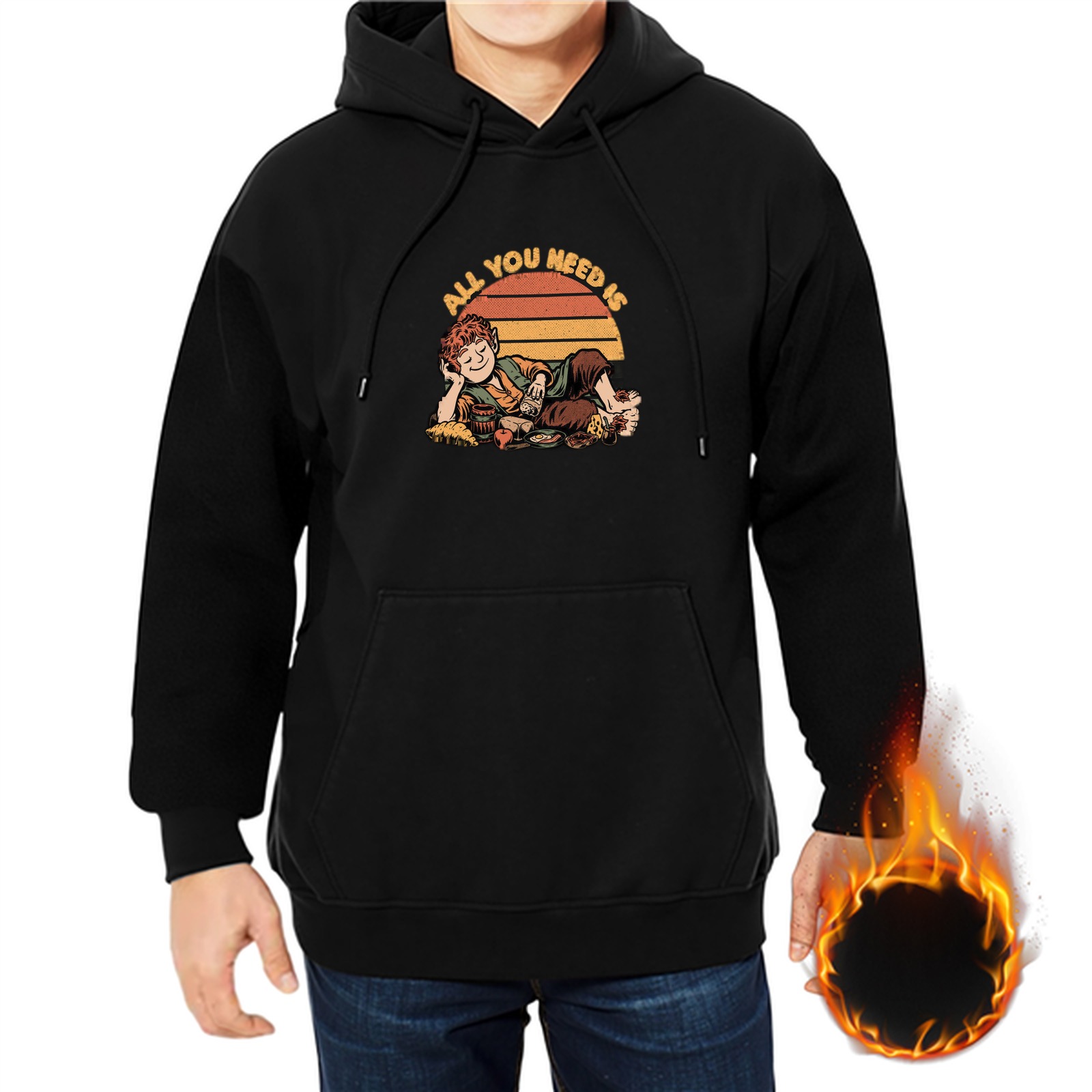 All You Need Is Hobbit Relaxed Retro Sunset Graphic Hoodie