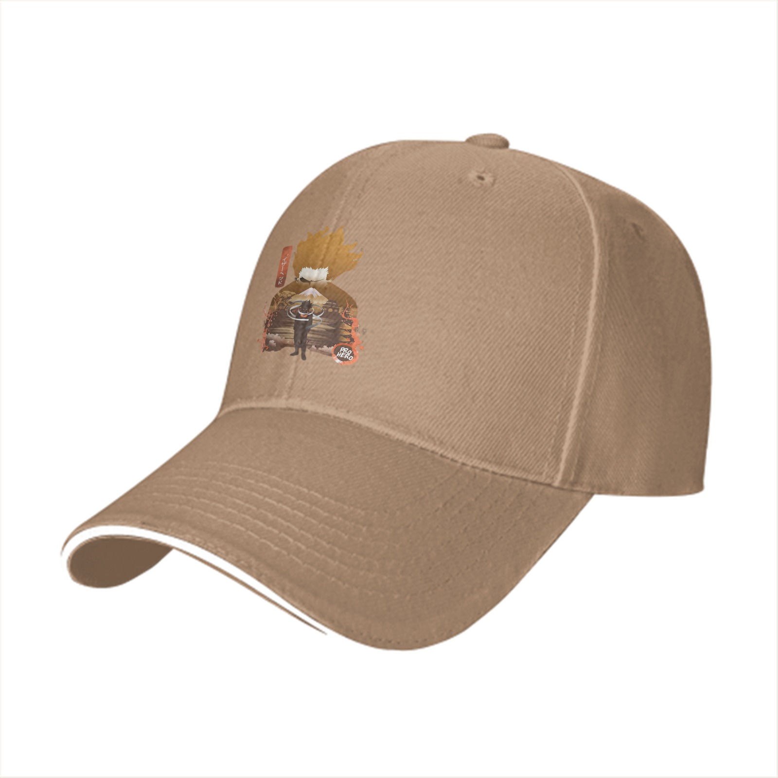 Black Baseball Cap With Anime Flame Character Graphic Print