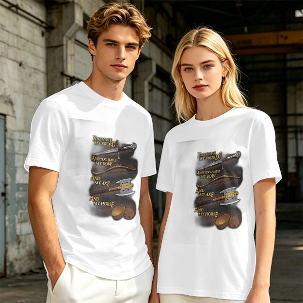 Olive T-Shirt with Fantasy Weapon Quote Print