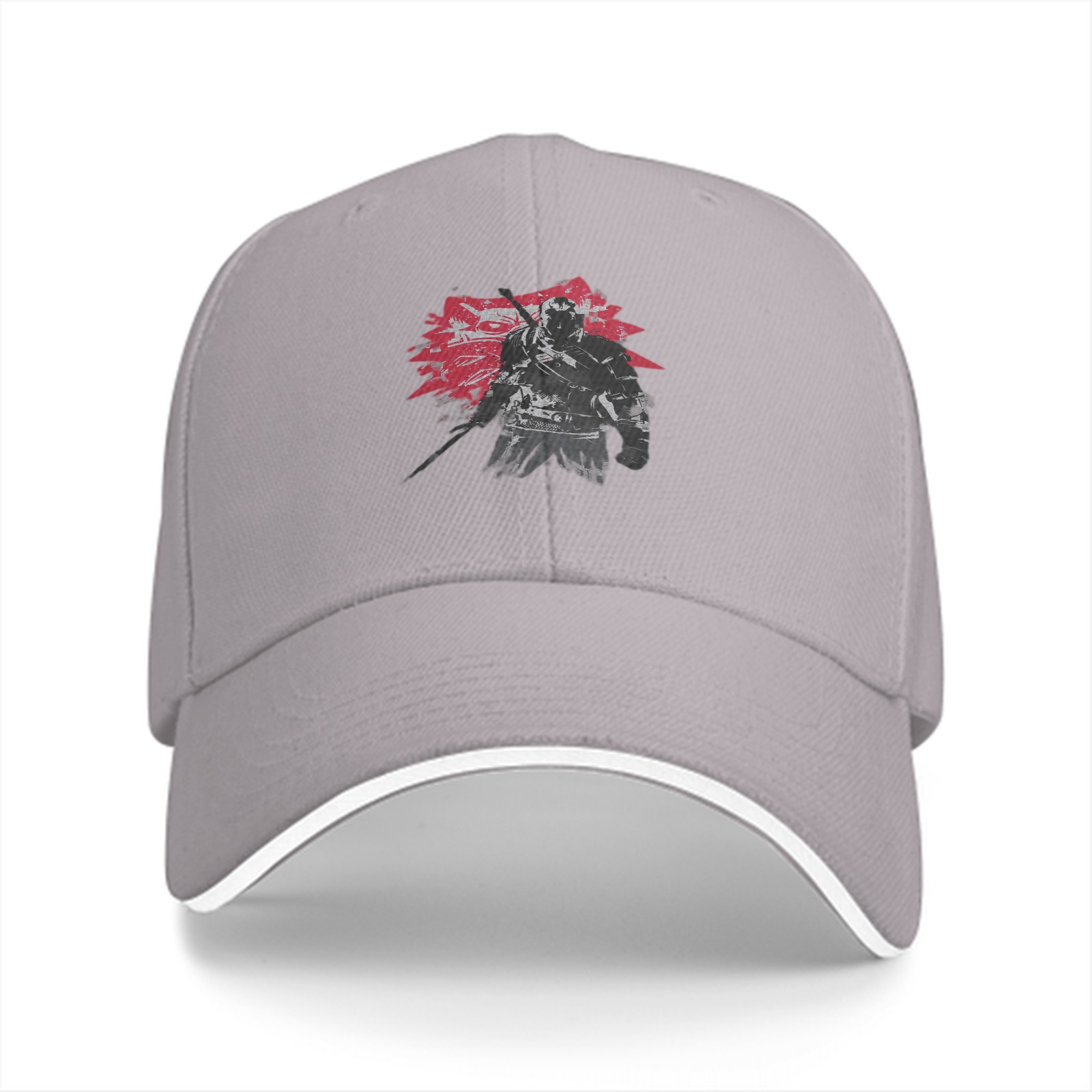 Black Baseball Cap With Samurai Warrior Graphic Print