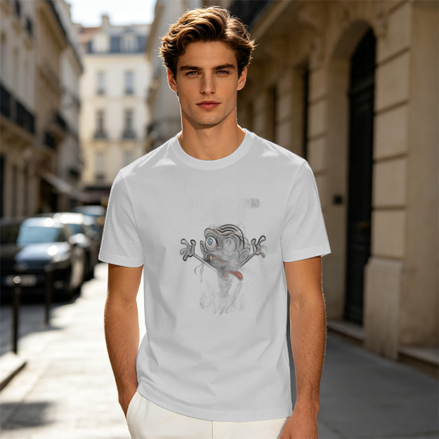 Olive Green T-Shirt With Crazy Cartoon Monster Print
