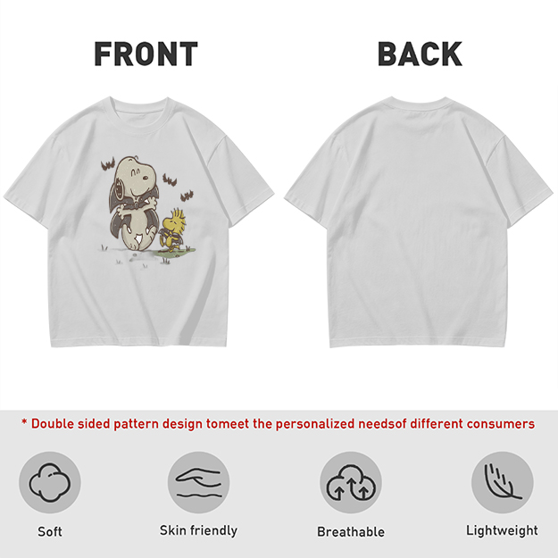 Olive T-shirt with Snoopy and Woodstock Graphic Print