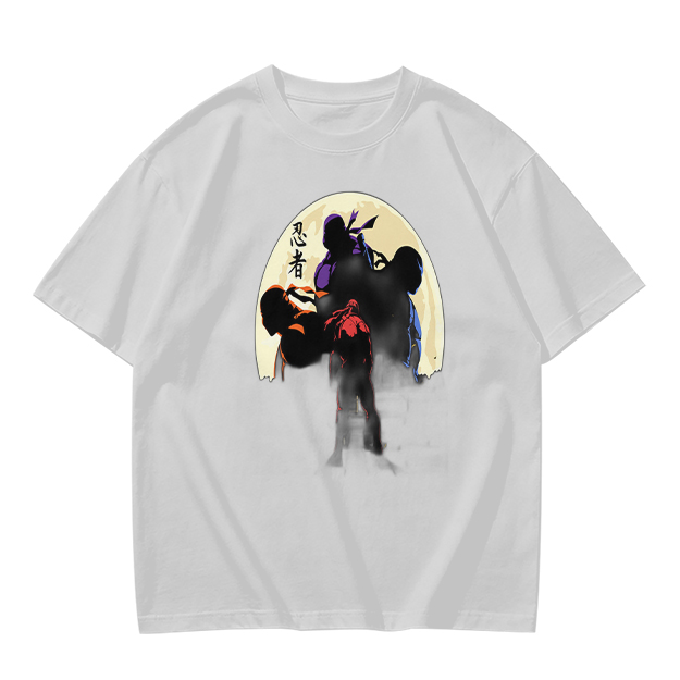 Olive T-shirt with Ninja Silhouette Graphic Design