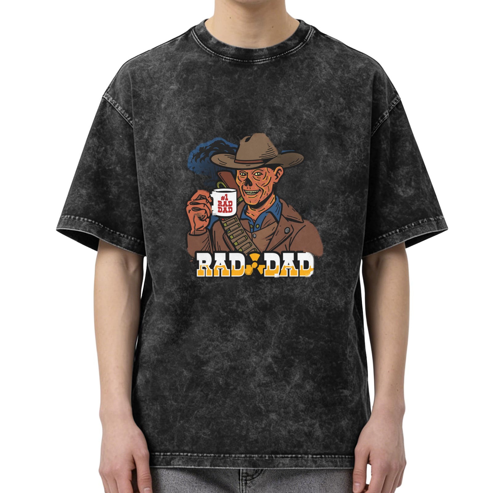 Washed Black Rad Dad Fallout Ghoul Cowboy Graphic T-Shirt