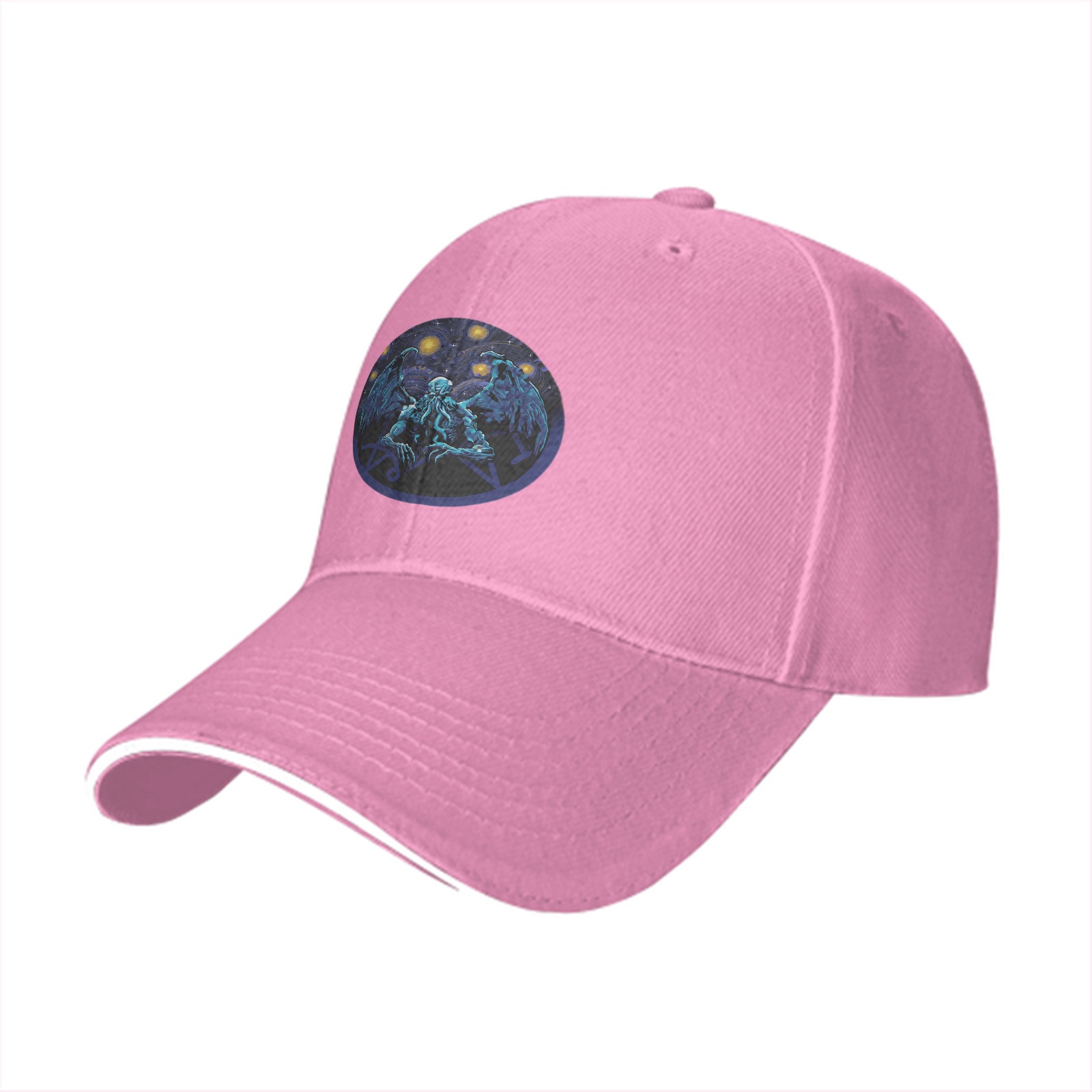 Black Baseball Cap with Cthulhu Cosmic Art Print