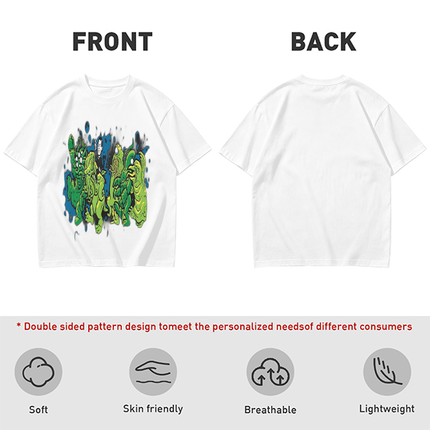Olive Green T-Shirt With Abstract Green Monster Graphic Print